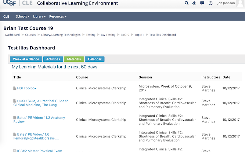 lti dashboard all materials