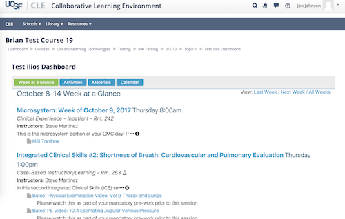 lti dashboard week at a glance