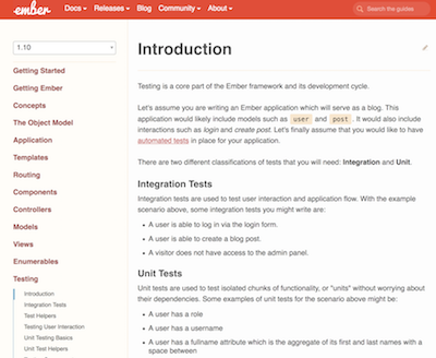 ember testing docs screenshot