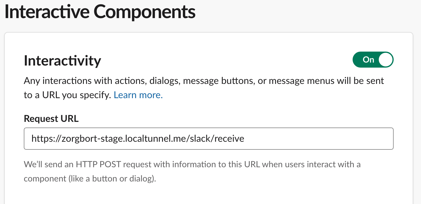 Screenshot of Slack's Interactive setup process
