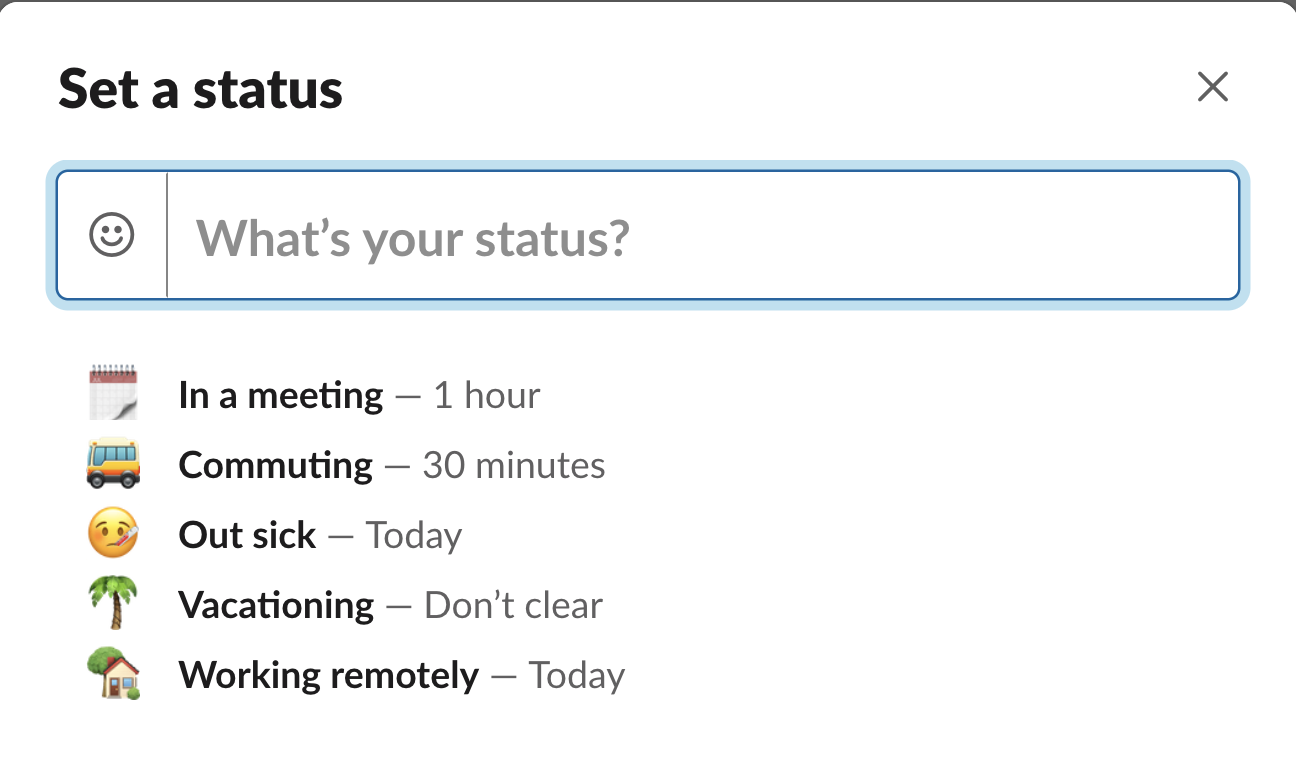 set status screenshot