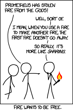 XKCD, long story about fire, emphasizing getting to the point